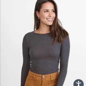 ISO Marine Layer Rib Crew in Navy Blazer/Cashew